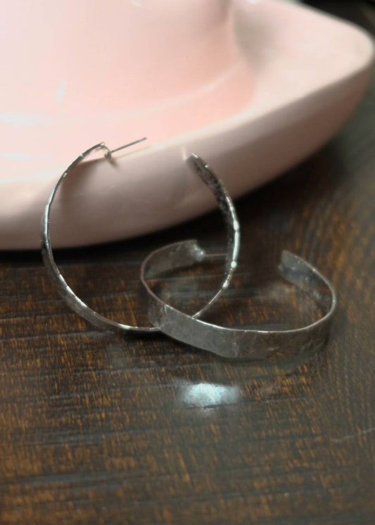 Women's Hammered Hoop Earrings