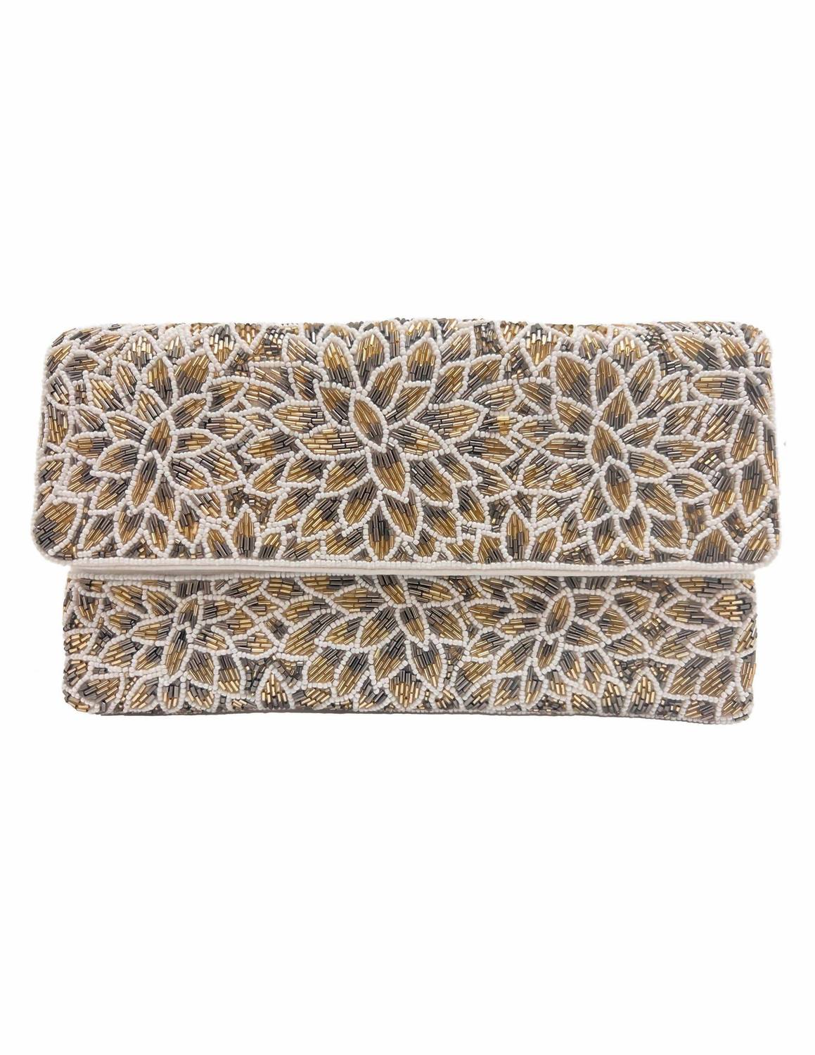 Geblümte Perlen-Clutch
