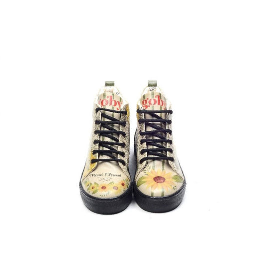 Women's Sunflower Print Lace-up Ankle Boots