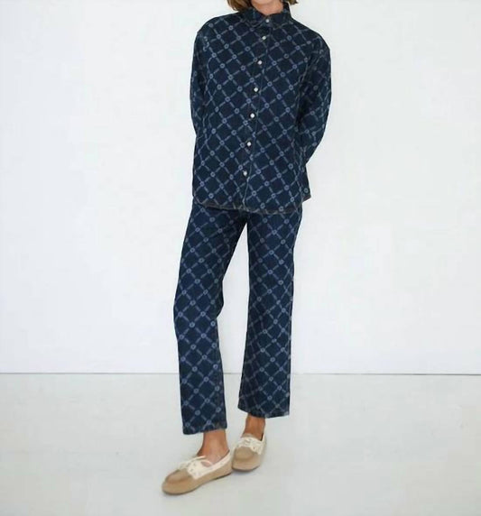 Women's Flowers Grid Denim Shirt