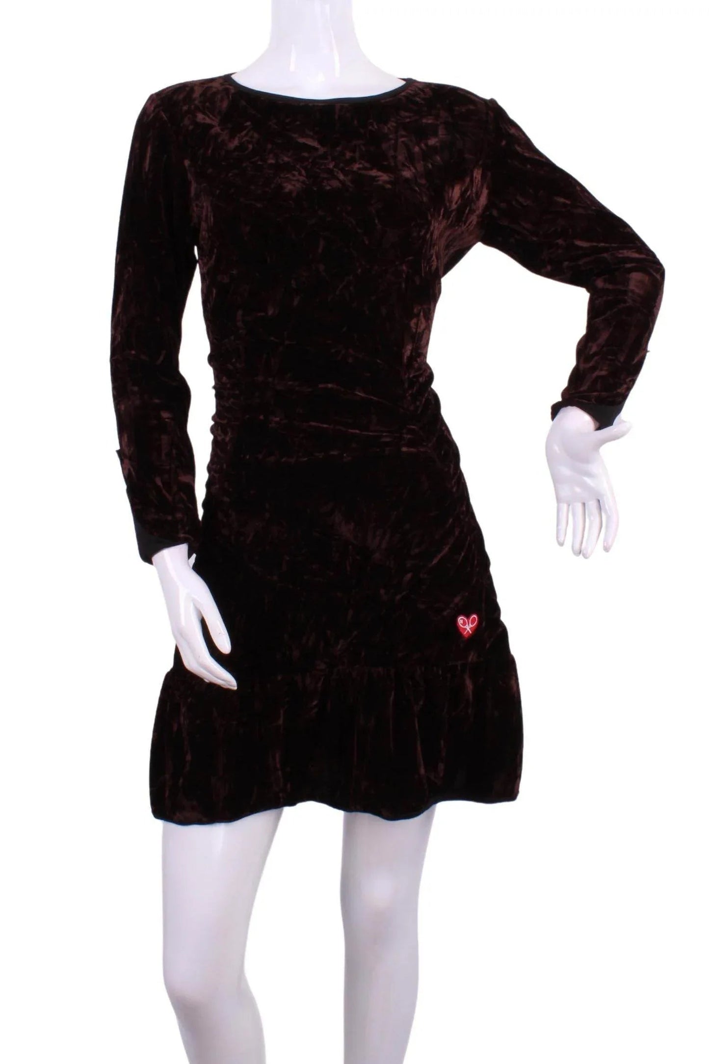 Damen-Tennis-Kleid aus Samt mit langen Ärmeln