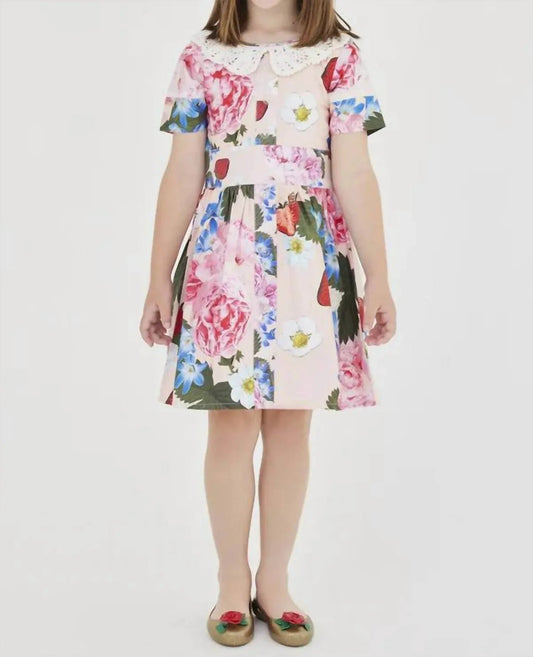 Kleid mit Erdbeer- & Pfingstrosenmuster