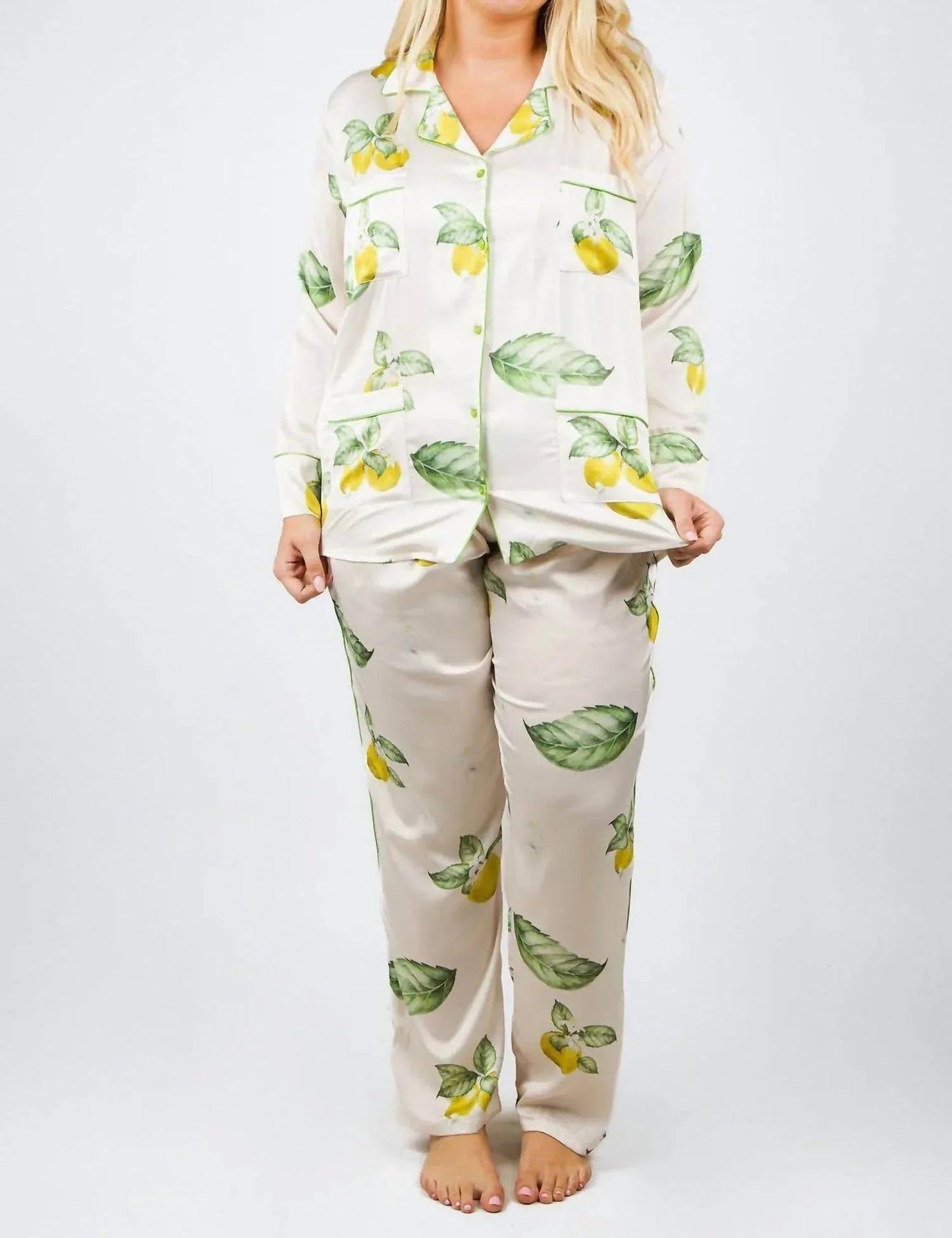 Zitronen-Pyjama-Set – Große Größen