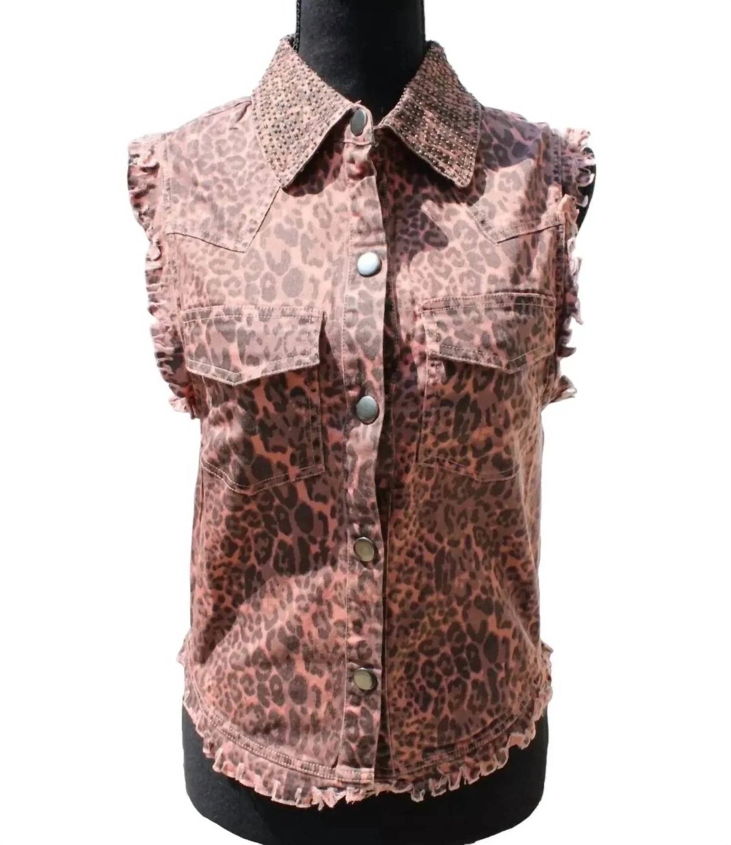 Damen Weste im Animal-Print mit Used-Look