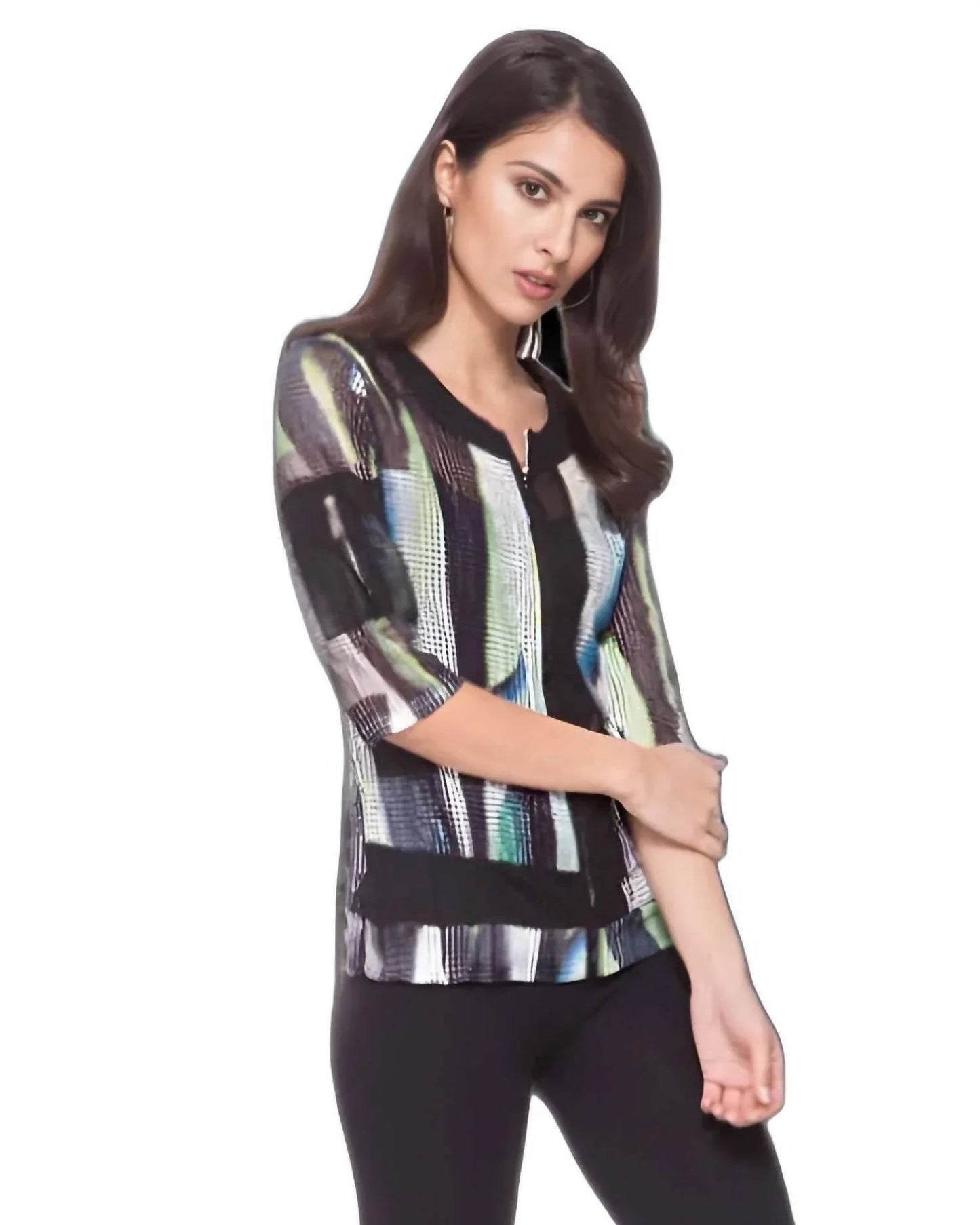 Leichte Mesh-Reißverschlussjacke mit 3/4-Ärmeln