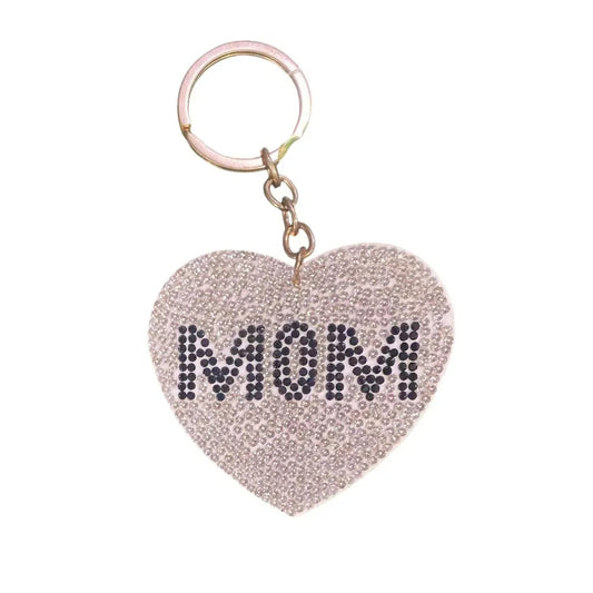 Women's Sparkly Mom Heart Rhinestone Keychain