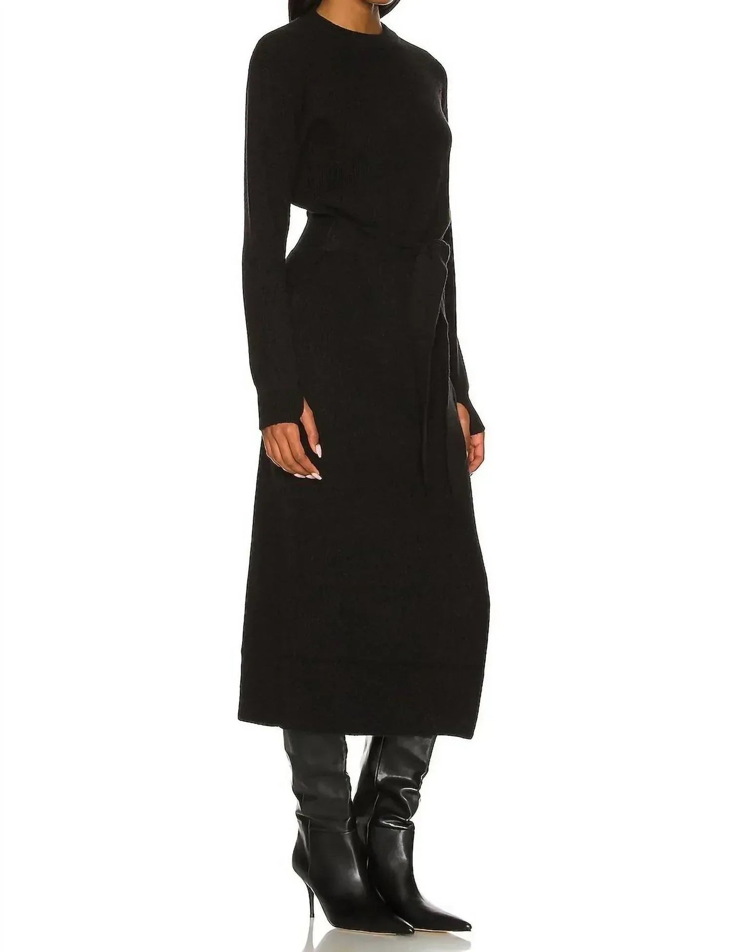 Long Sleeve Ribbed Midi Dress
