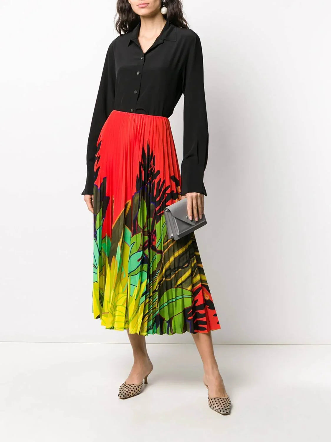 Mirrored Monkeys Forest Pleated Skirt