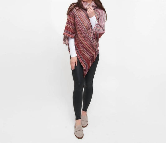 Tiya Gestreifter Poncho mit Trichterausschnitt