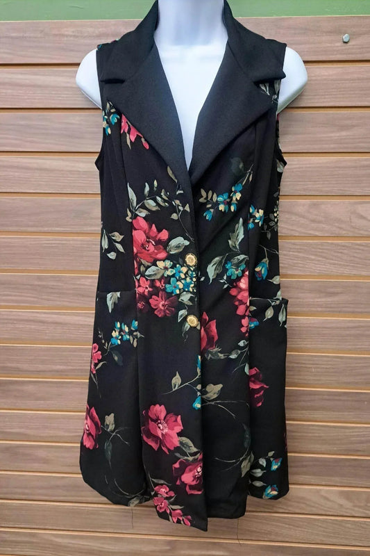 Women's Long Vest/dress W/floral