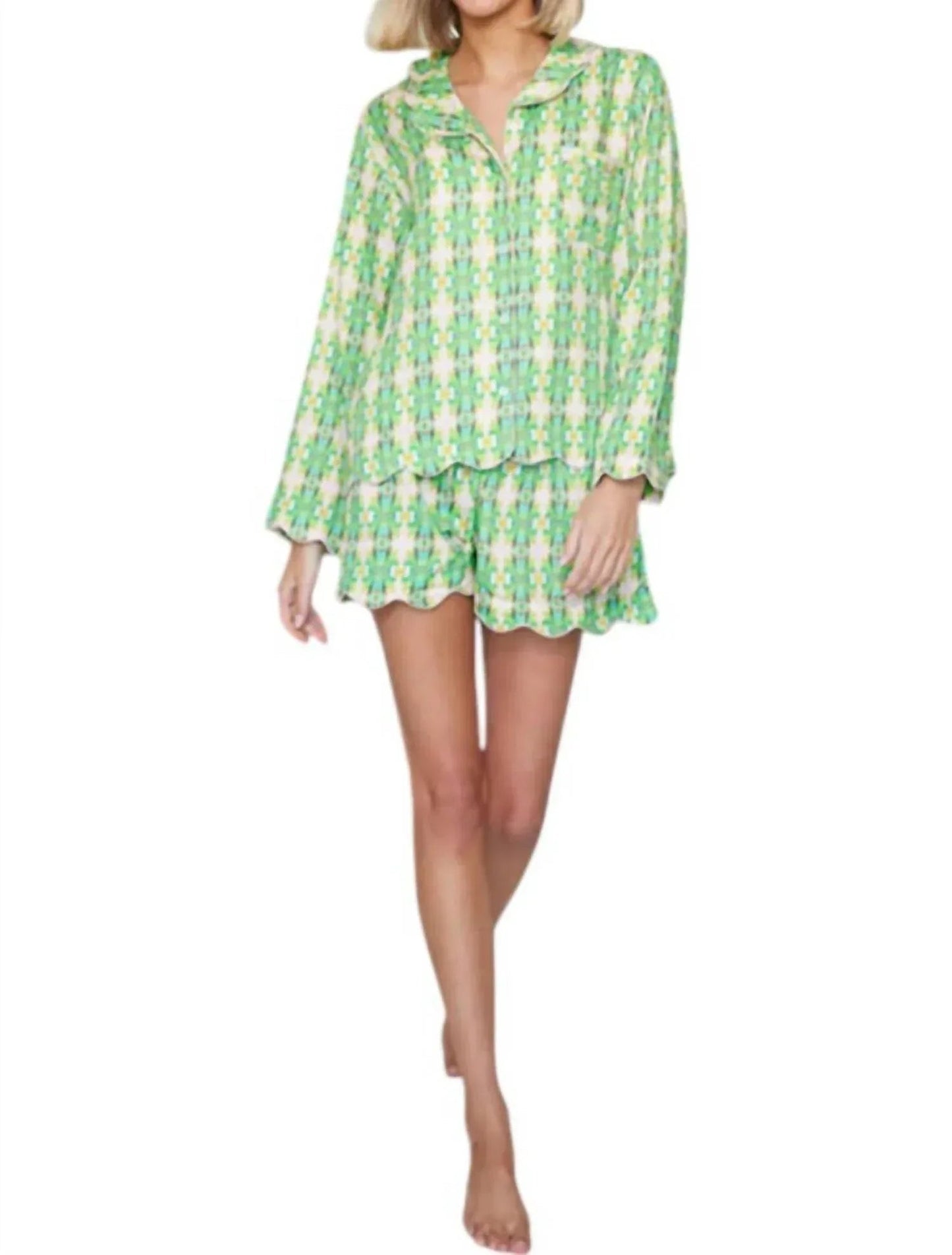 Scalloped Pajama Short Set