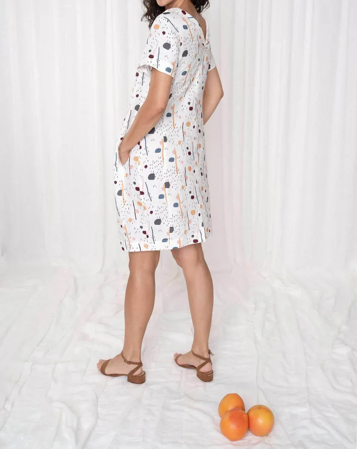 Emily Linen Print Dress