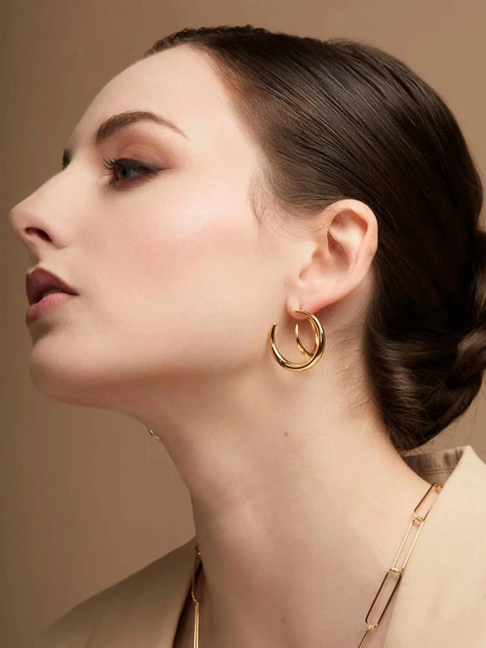 Women's Two Dimensional Hoop Earring