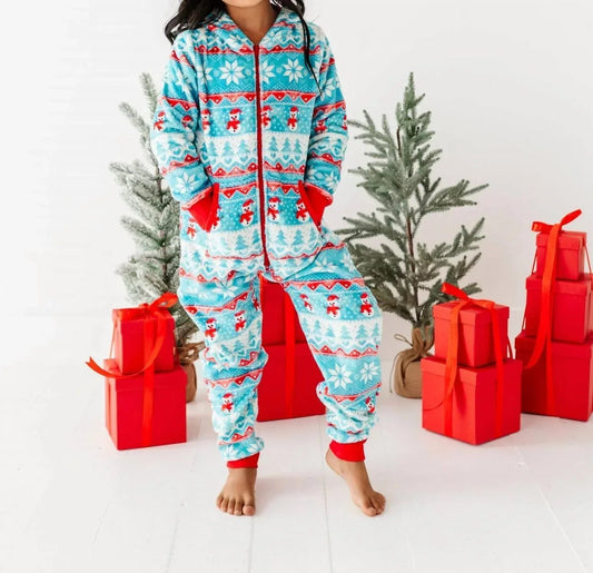 Kinder Microfleece-Kapuzenoverall