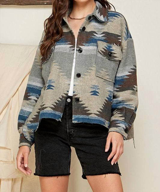 Aztec Print Shacket - Plus