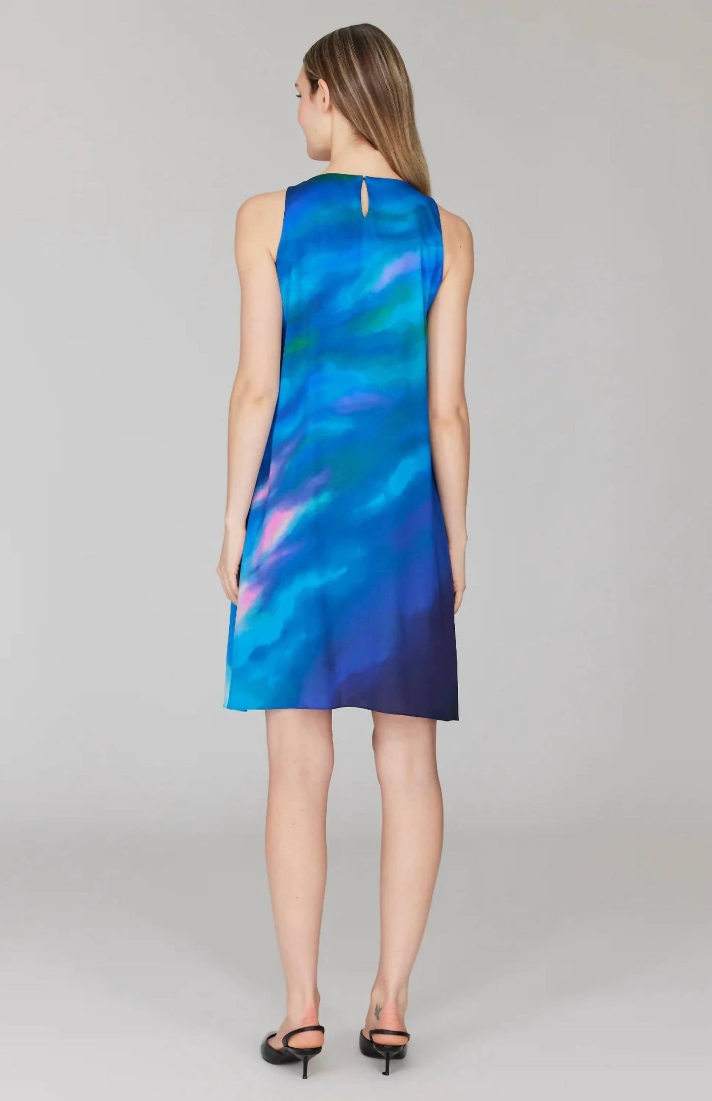 Berglandschaft Kurzarm-Kleid mit A-Linie
