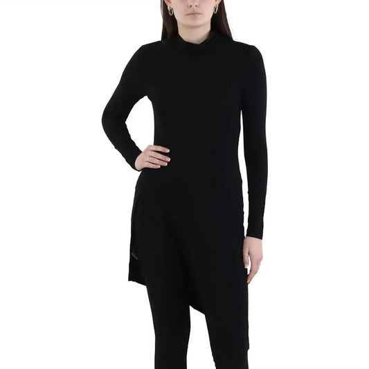 Asymmetric Rayon Turtleneck Top