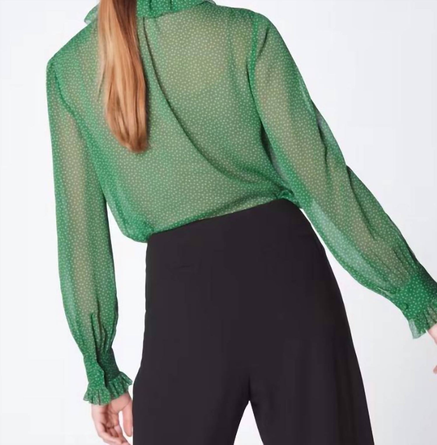Eliza Bluse mit Tupfenmuster und Rüschenkragen