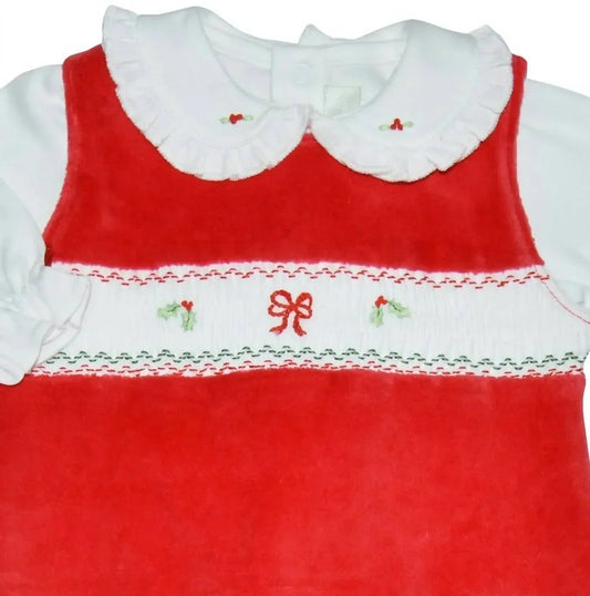 Baby Girls Holly & Bows 2-piece Romper Set