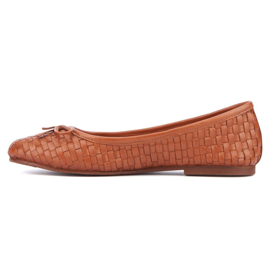 Women's Leather Woven Ballet Flat