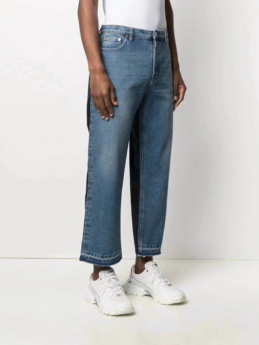 Dual Material Denim Trousers