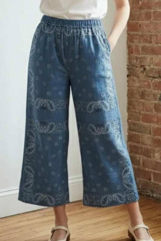 Bandana Print Cropped Pants
