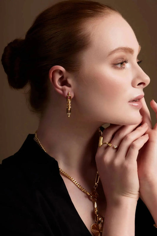 Women's Pave Spike Link Earrings