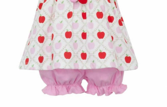 Mädchen Strick-Bloomer-Set mit Apfel-Print
