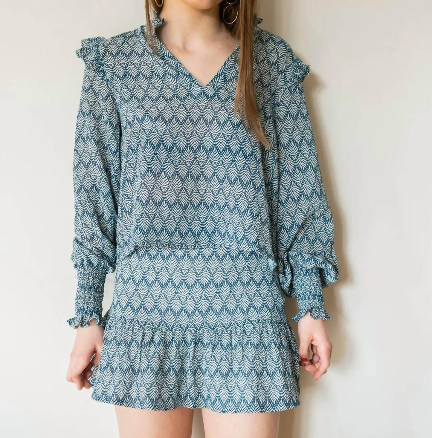 Bluse mit Rüschenschultern