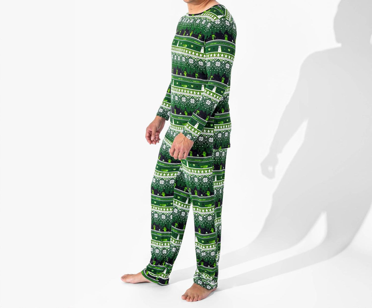 Men's Minecraft Creeper Holiday Bamboo Pajama Set