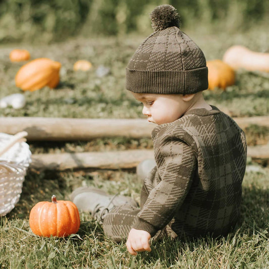 Boy's Long Sleeve Gingham Knit Playsuit