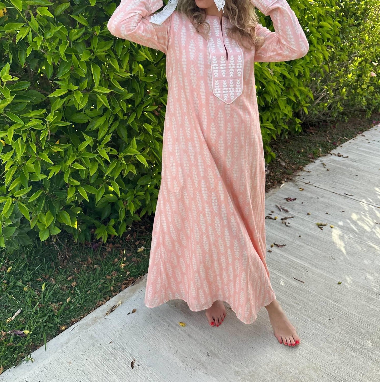 Kaftan-Midi-Kleid mit langen Ärmeln