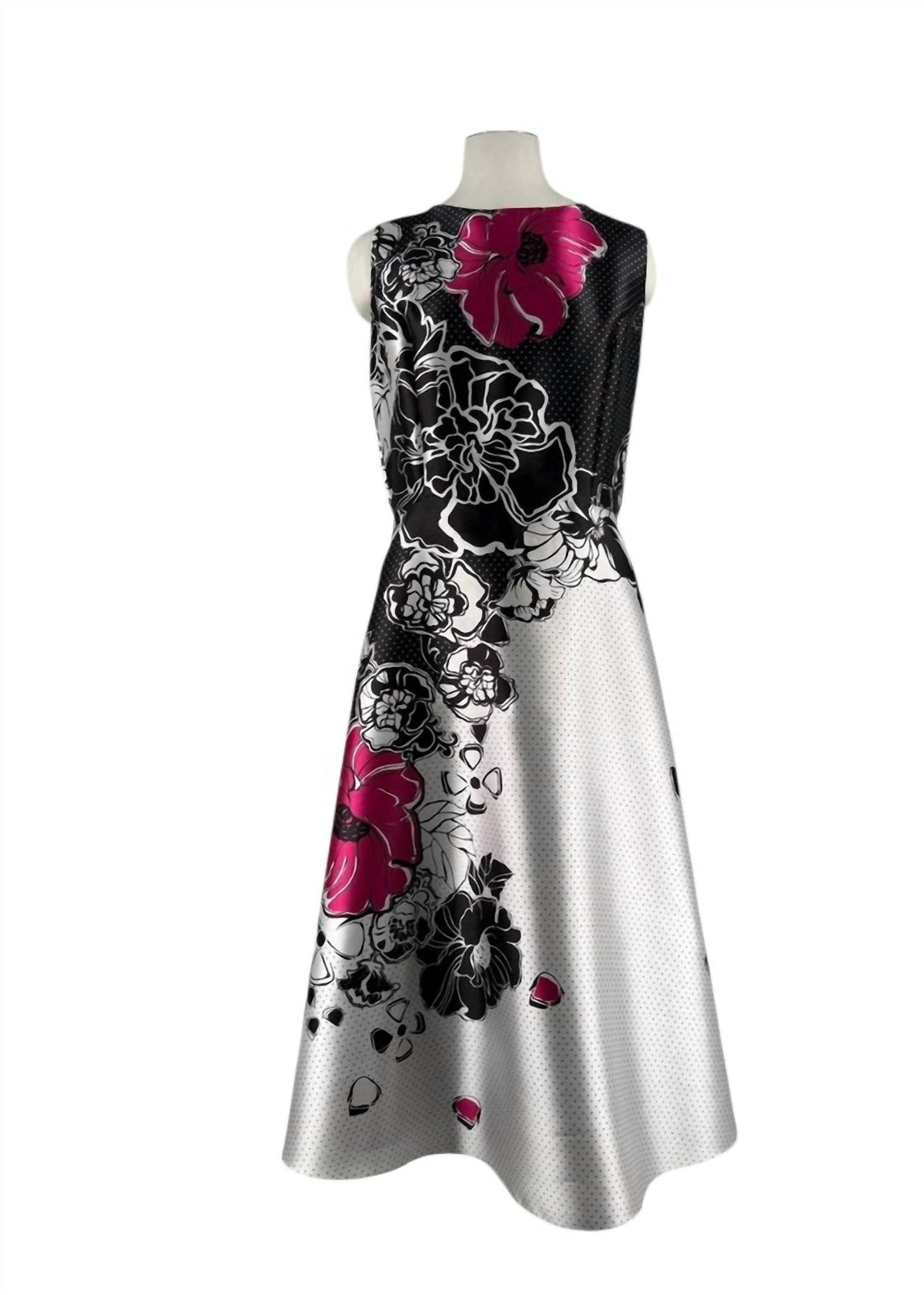 Seidenkleid mit Punkten und Blumen (Midi)