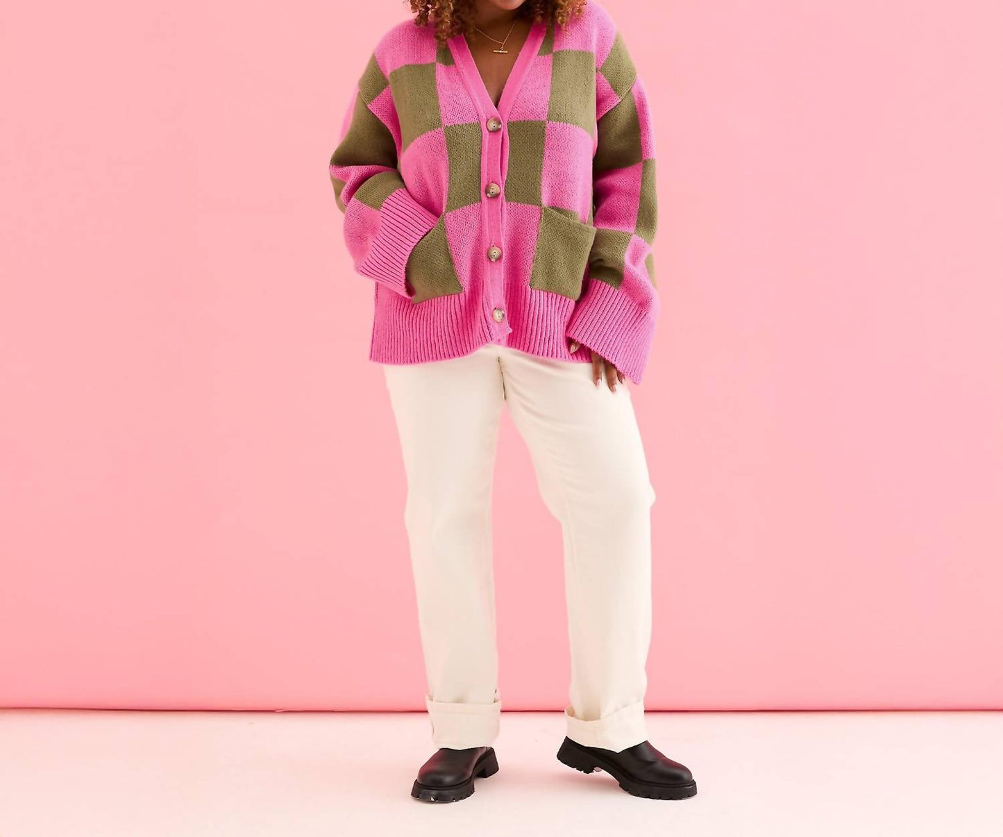Candice Karierte Strickjacke