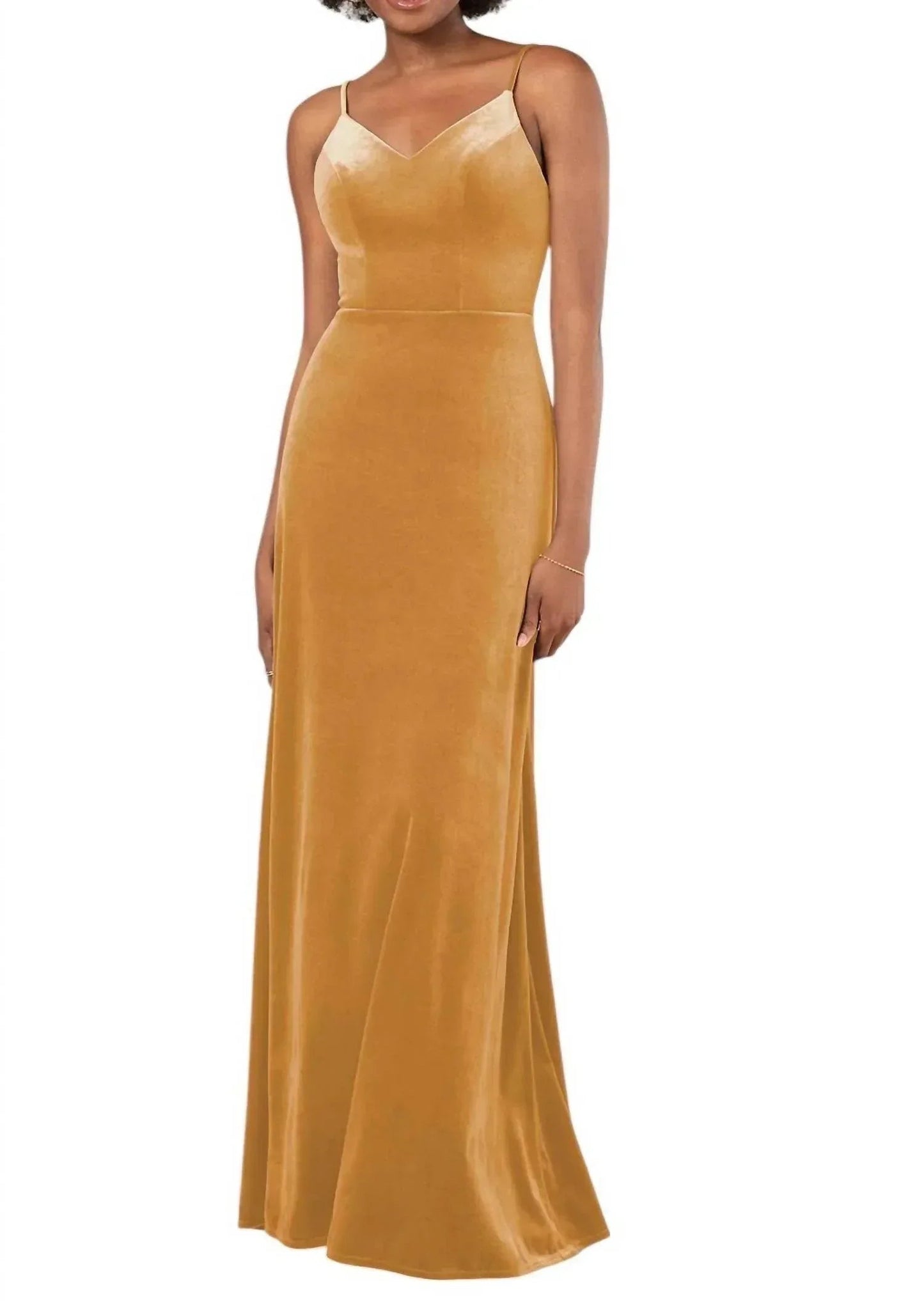 Plush Velvet A-Line Bridesmaid Dress with Floor-Length Skirt