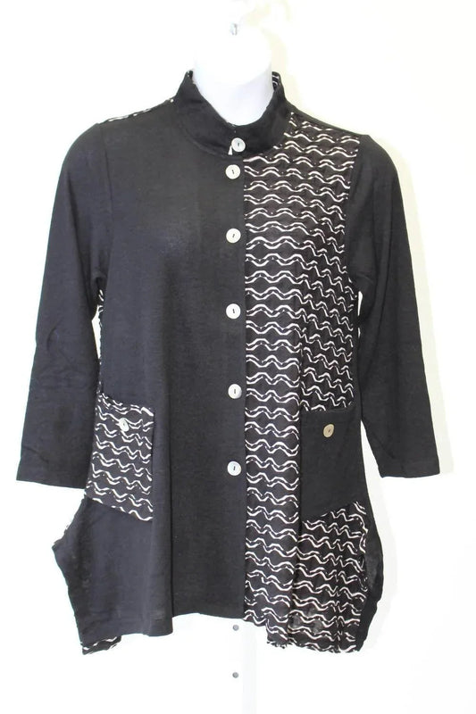 Women's Mandarin Knit Jacket - PLUS
