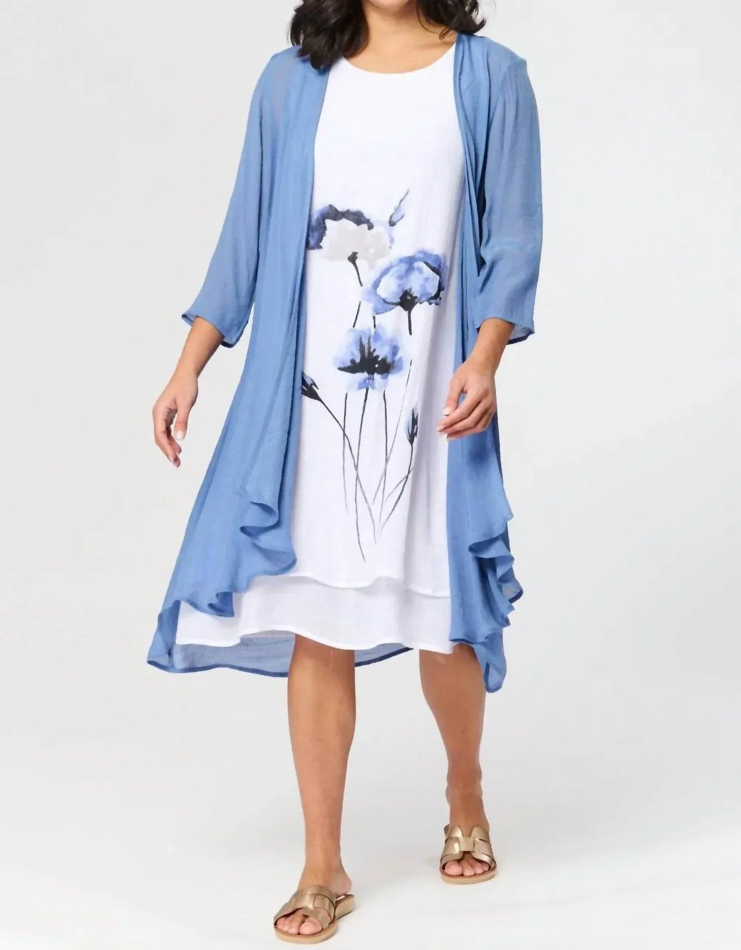 Langes Kleid mit Jacke