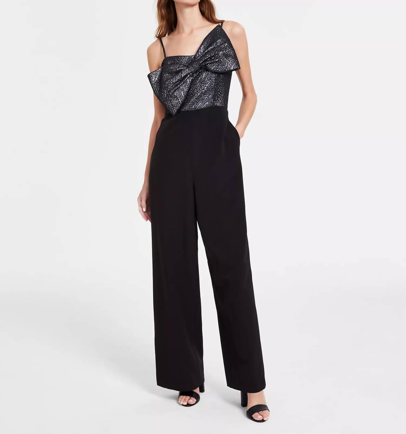 Jacquard-Jumpsuit mit Oversize-Schleife