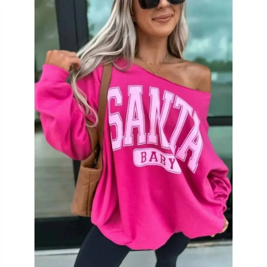 Women's Santa Baby Off Shoulder Sweatshirt