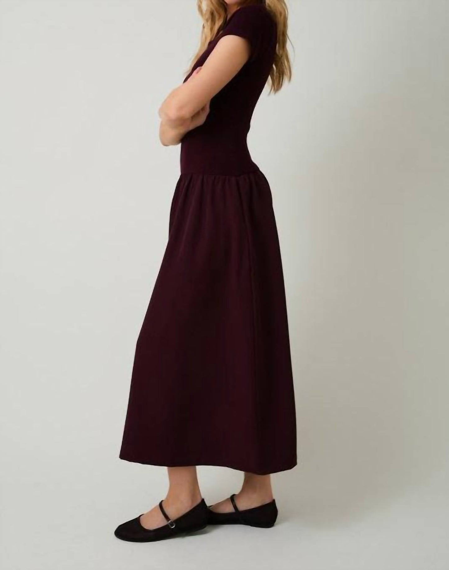 Round Neck Mix Midi Dress