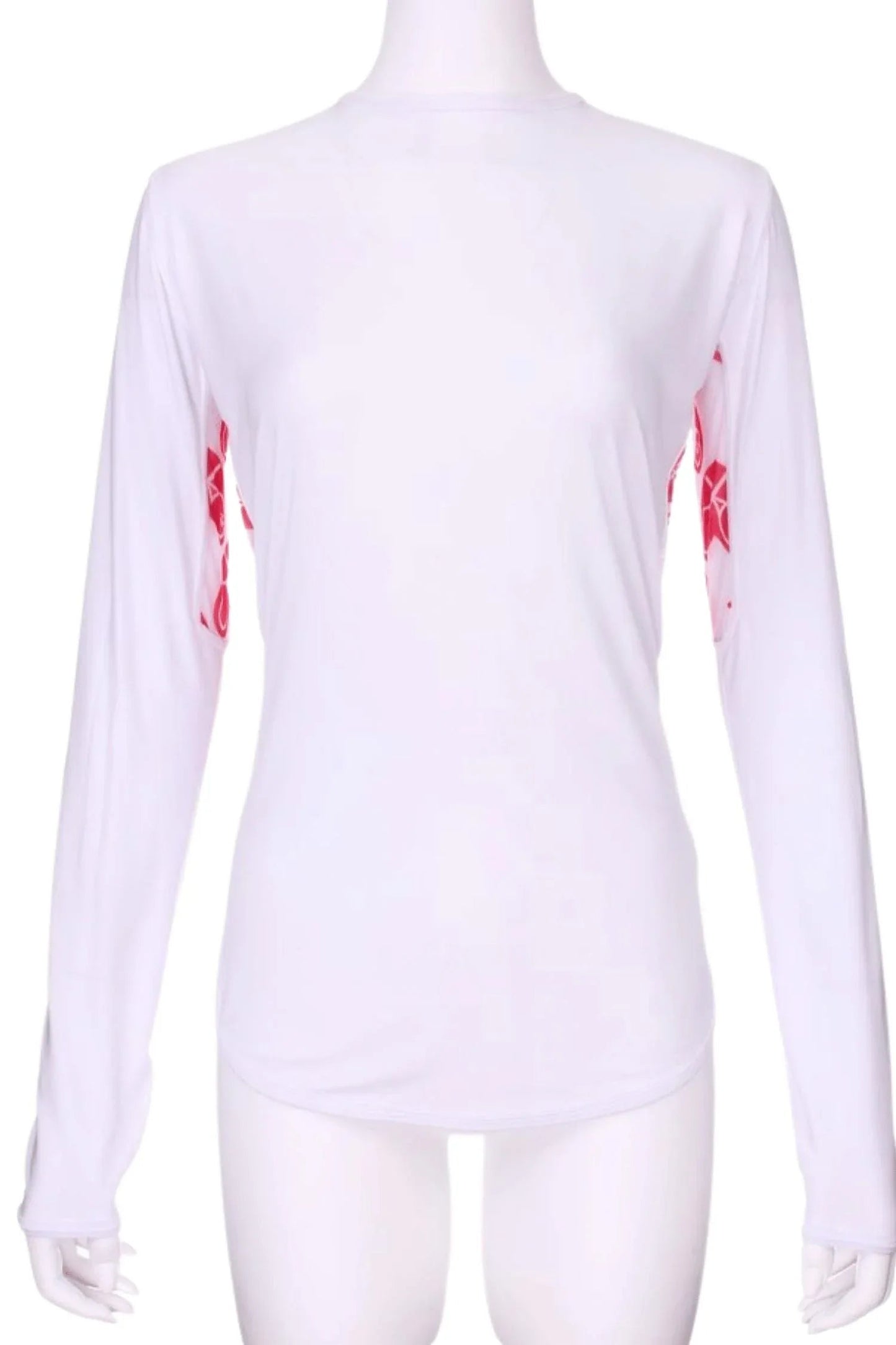 Damen Langarmshirt mit Netz-Herz und Rundhalsausschnitt
