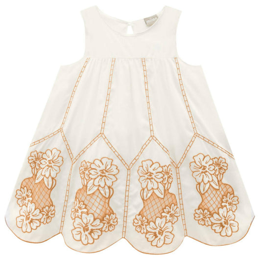 Ärmelloses A-Linien-Kleid für Kinder mit Blumenstickerei