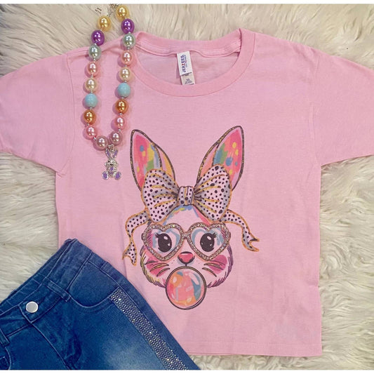 Mädchen-Glitzer-Hasen-Strass-T-Shirt