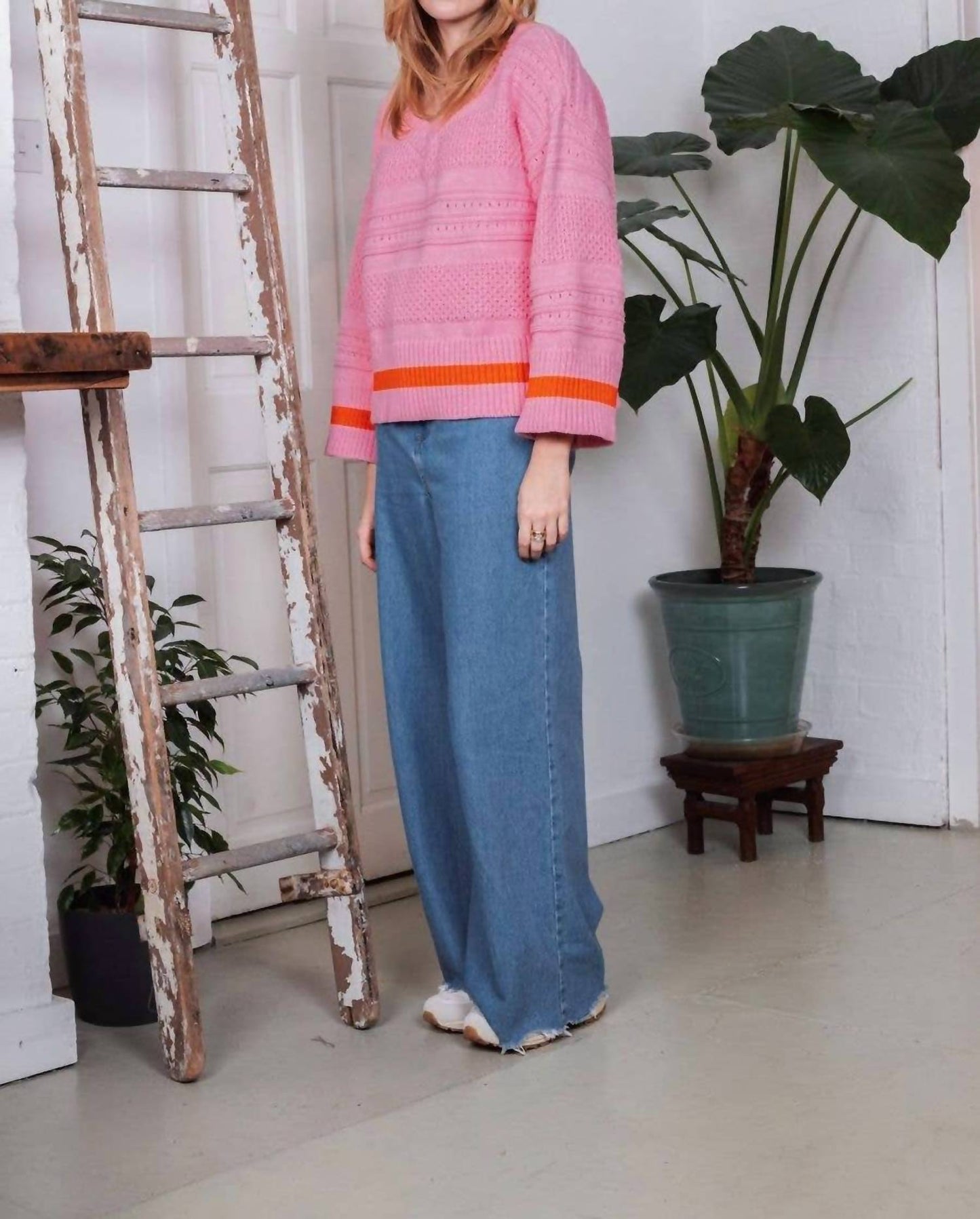 Judith Pointelle Strickpullover mit V-Ausschnitt