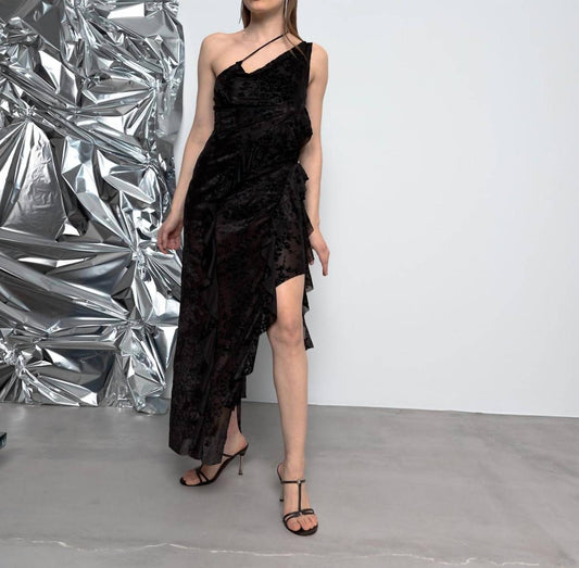 Burnout Velvet Asymmetric Dress