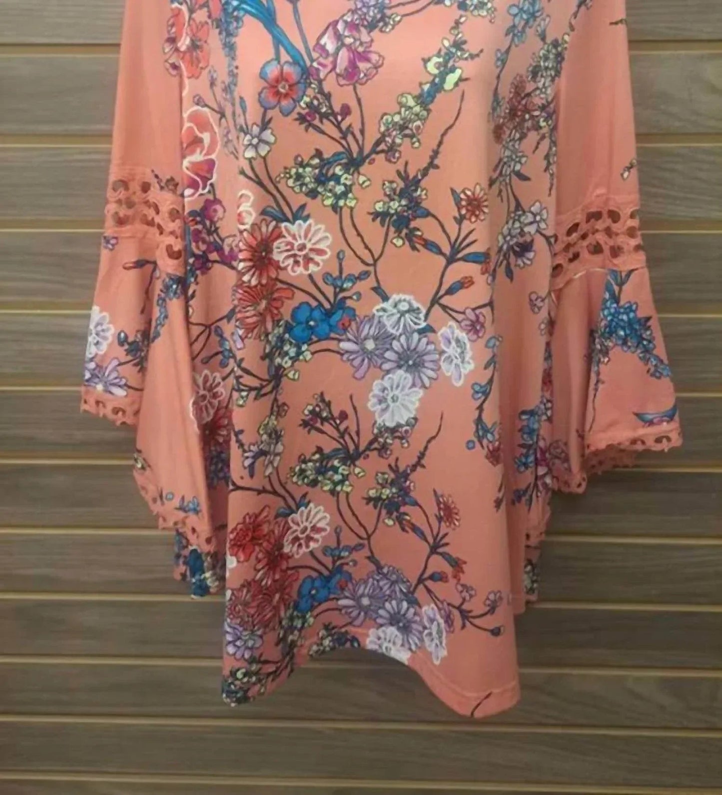 Women's Lace Insert Bell Sleeve Top