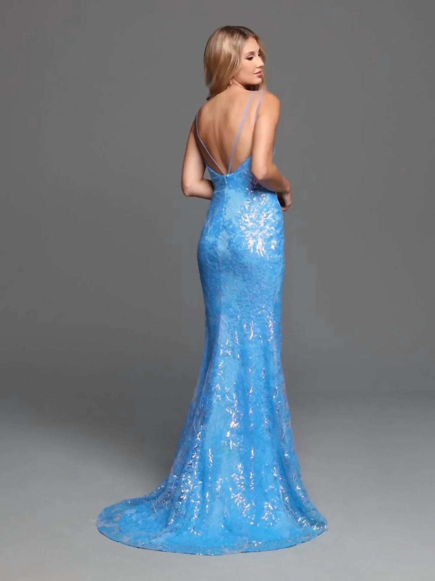 Patterned Sequin Fit & Flare Prom Dress