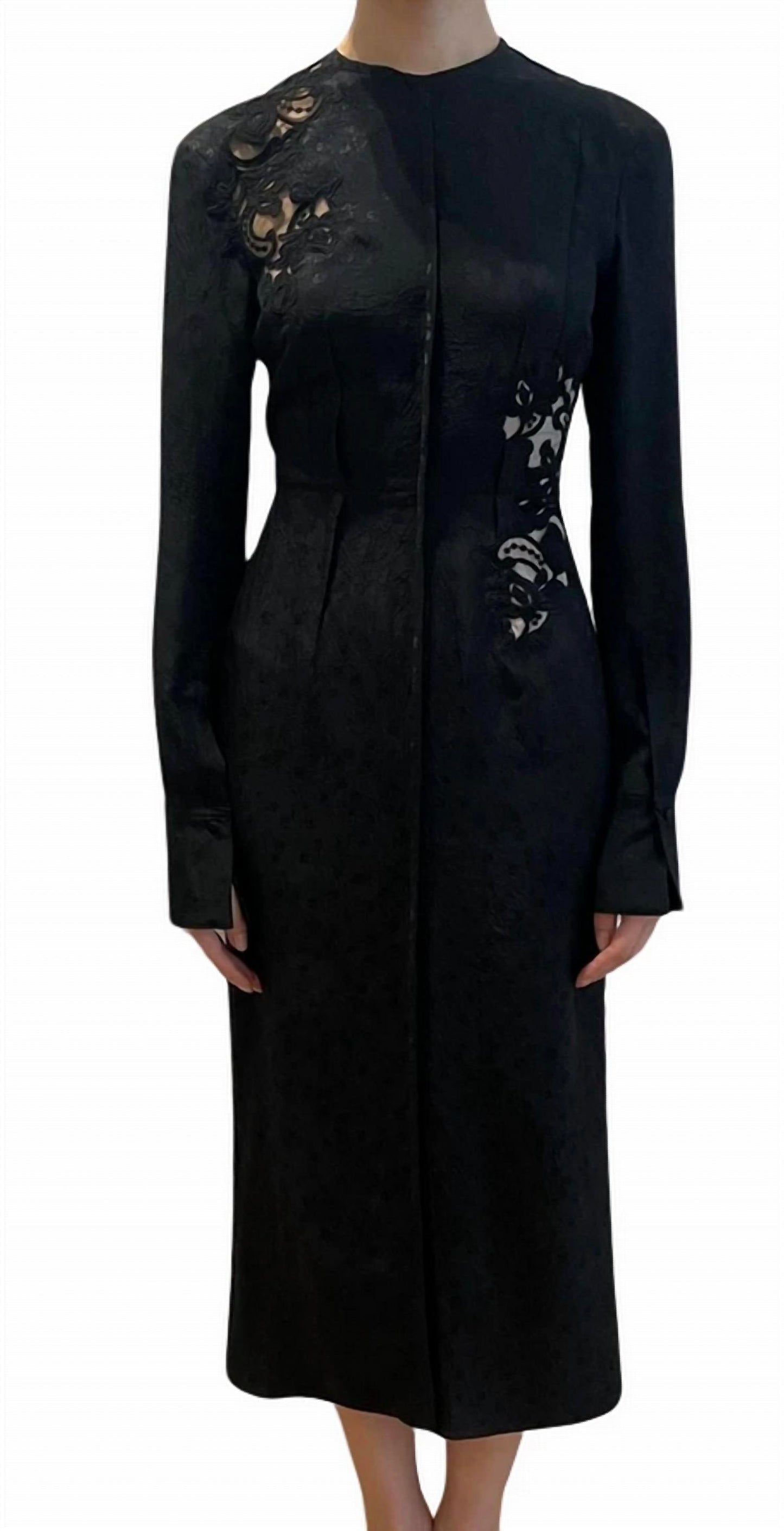 Langärmeliges Midikleid aus gecrushtem Stoff mit Blumenmuster