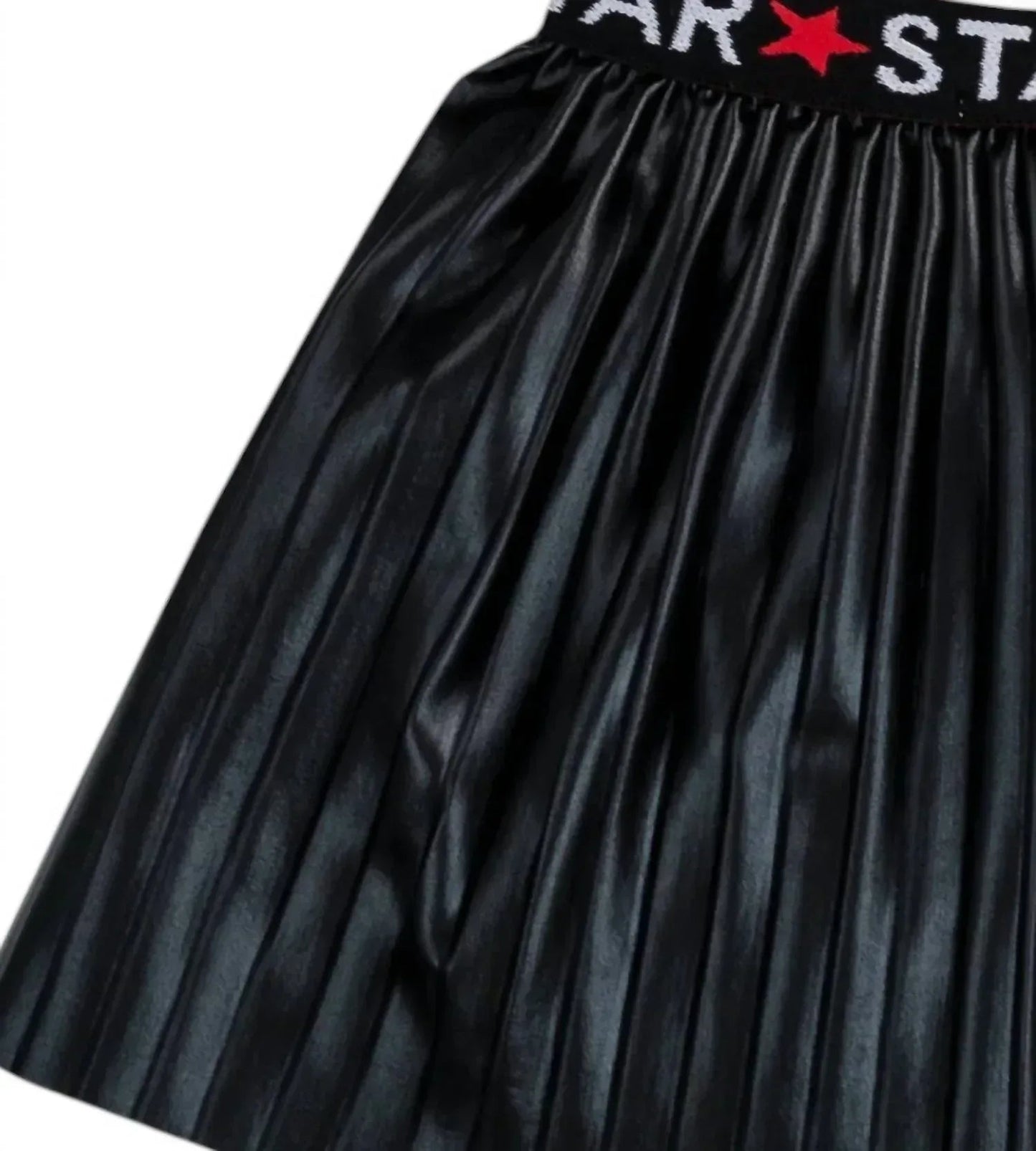 Girl's Pleated Faux Leather Skirt