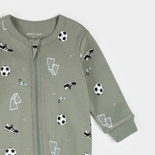 Boys Soccer Star Print Footed Sleeper